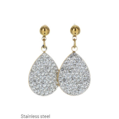 STEEL EARRING DROP SHAPE WITH RHINESTONES