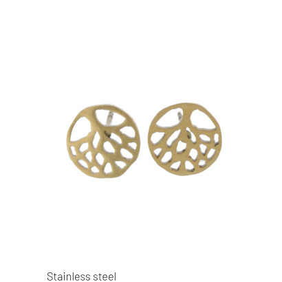 EARRINGS STEEL, TREE OF LIFE SHAPE, ROUND SHAPE