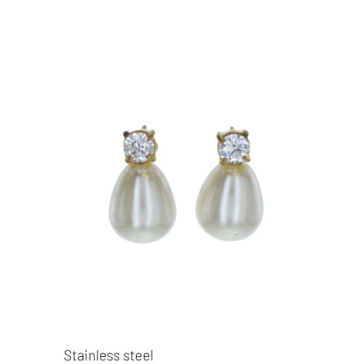 STEEL EARRING  PEARLS AND STRASS