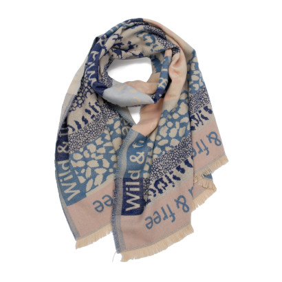 FOULARD TISSE IMPRIME ANIMAL ET LIGNES