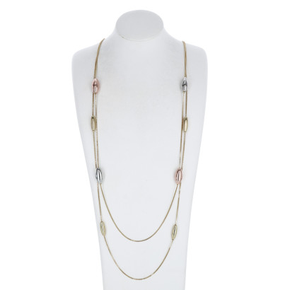 LONG COLLIER DOUBLE CHAINE AVEC GOUTTE