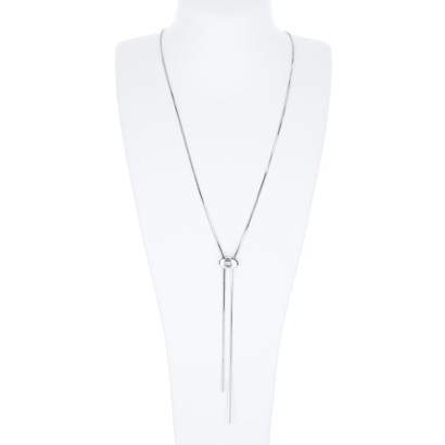 NECKLACE WITH GEOMETRIC SHAPE & CHAIN FRINGES