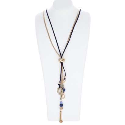 KETTING MET RINGEN EN BAL HANGER MET STRASS