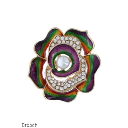 BROCHE FORMA DE FLORE CON ESTRAS Y PERLAS