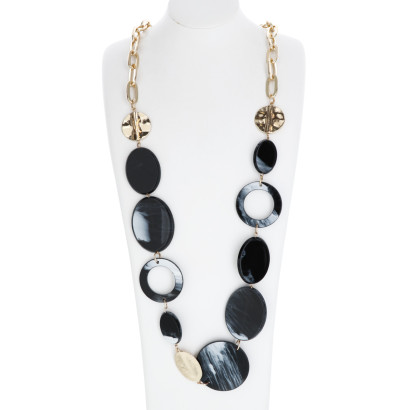 LANGE HALSKETTING MET RING & METAAL HANGER
