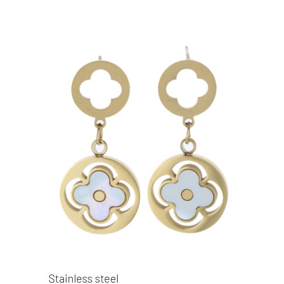 STEEL EARRING ROUND SHAPE WITH FLOWERS