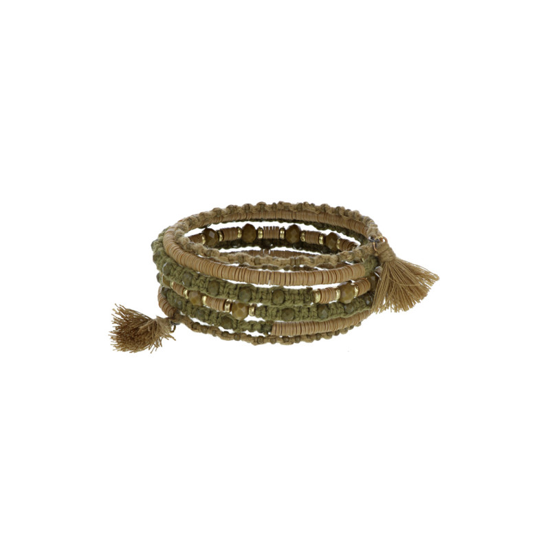 PULSERA RÍGIDA MULTI HILERAS CON PEQUEÑAS PERLAS