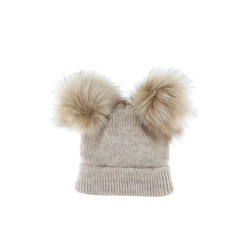GORRO DE PUNTO CON VUELTA Y 2 POMPÛNS