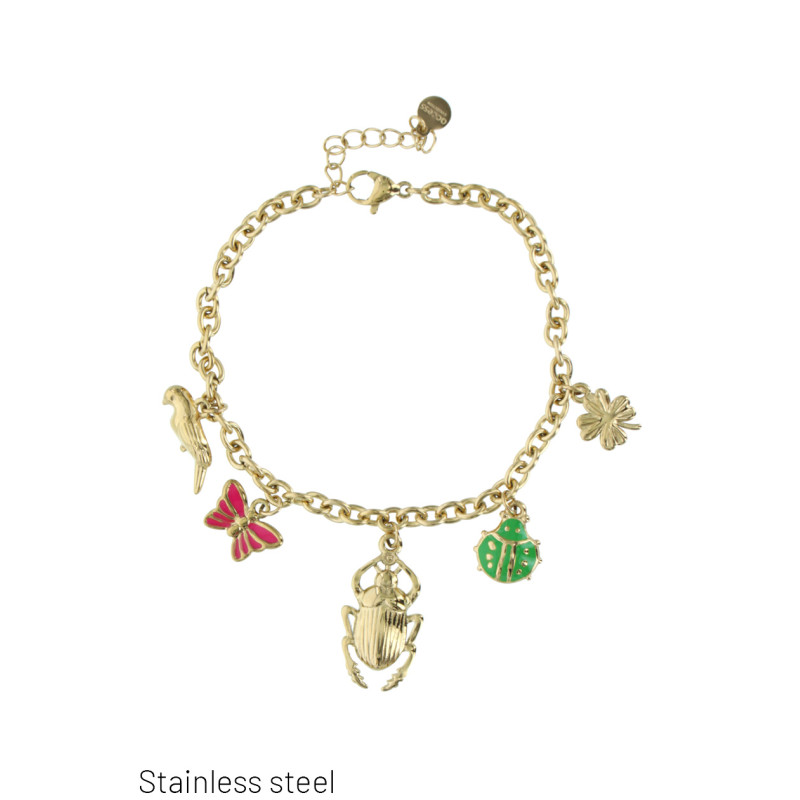 STEEL BRACELET WITH PARROT