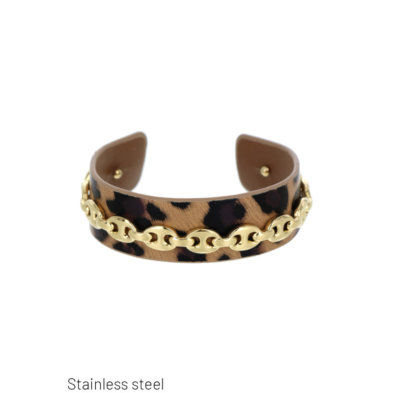 PULSERA RÍGIDA ACERO CON DECORATI & ANIMAL IMPRESO