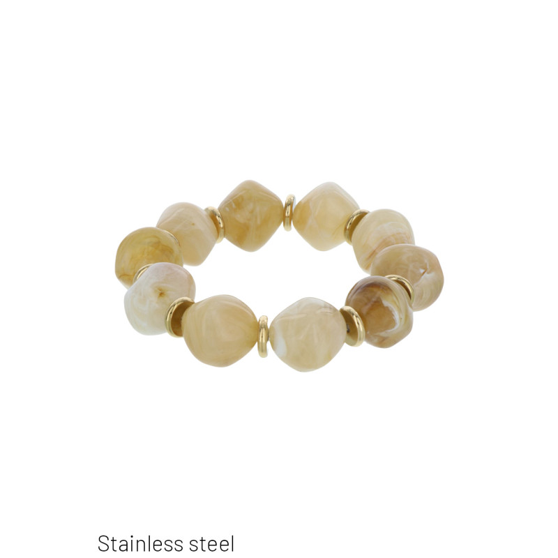 BRACELET ELASTIQUE AVEC PERLES EN RÉSINE ET ACIER