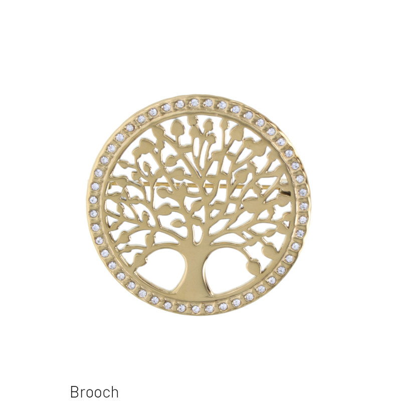 BROCHE ACERO FORMA DE ÛRBOL DE LA VIDA Y ESTRAS