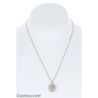 COLLAR EN ACERO CON ÛRBOL DE LA VIDA Y ESTRÛS