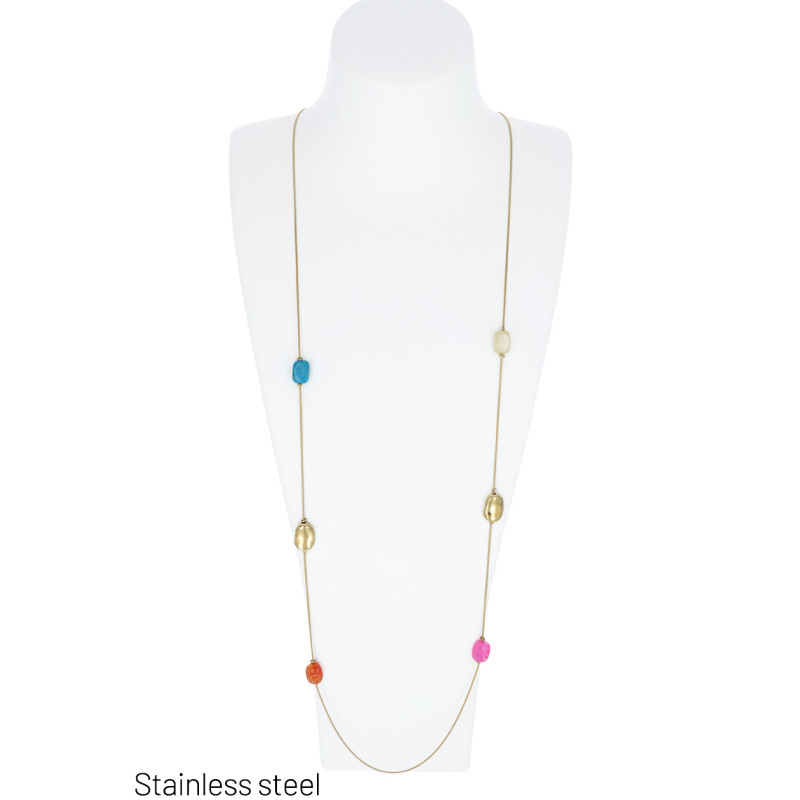 LANGE KETTING MET STENEN HANGER