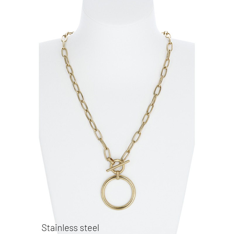 COLLAR GRANDES ENLACE EN ACERO, CIERRE FRONTAL