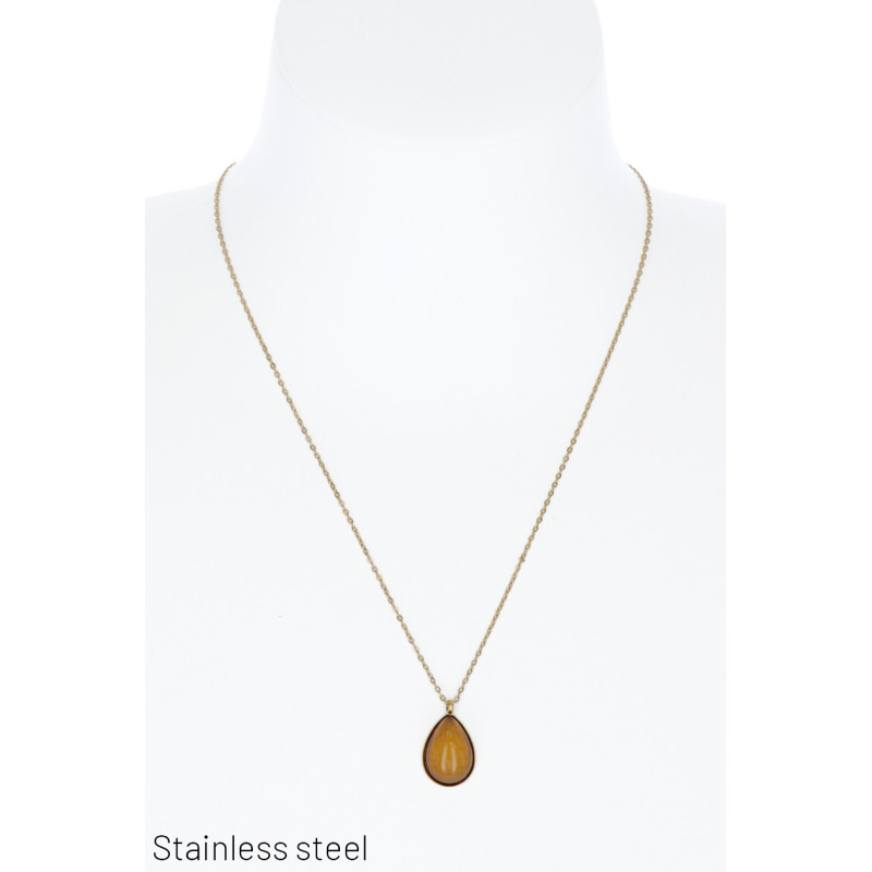 STAINL.STEEL NECKLACE WITH DROP SHAPE