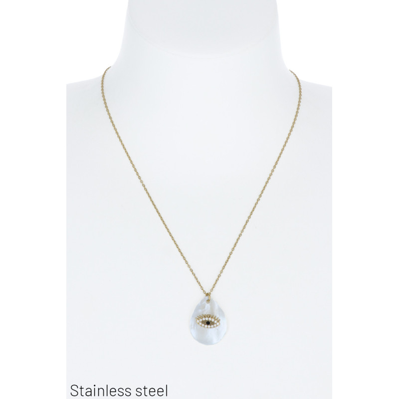 COLLIER EN ACIER, PENDENTIFS FORME GOUTTE, RESINE