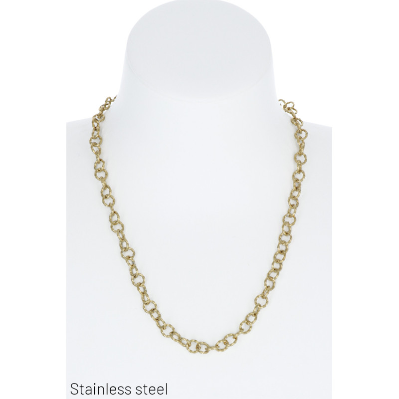 COLLIER GROS MAILLONS MARTELE EN ACIER