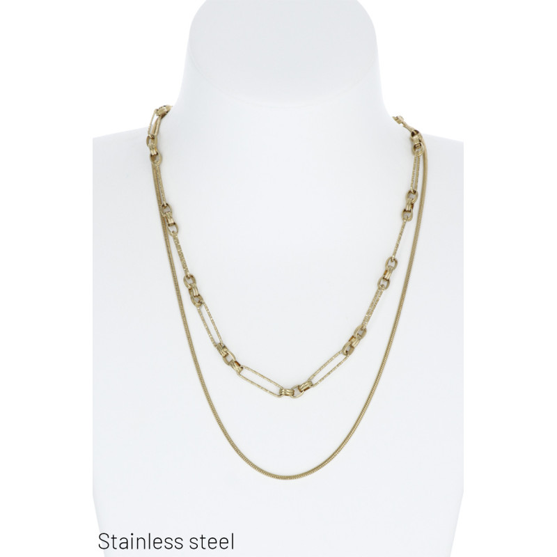 STAIN. STEEL 2 ROWS NECKLACES