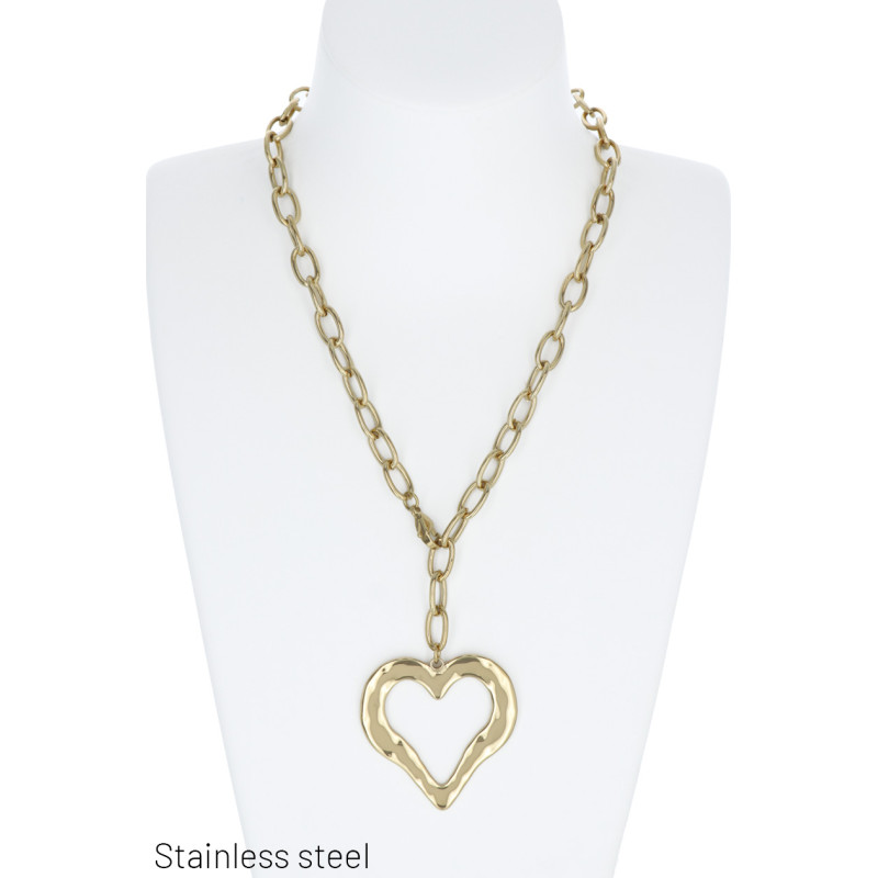 STAAL HALSKETTING MET HART HANGER