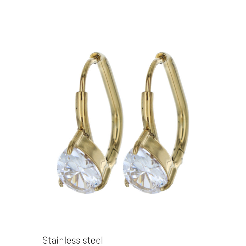PENDIE. EN ACERO, PERLAS FACETADAS FORMA DE GOTA