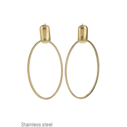STEEL EARRINGS OVAL SHAPE PENDANT