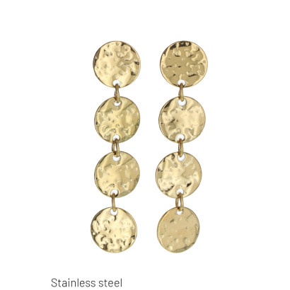 BOUCLE D'OREILLE EN ACIER AVEC PENDENTIF ROND