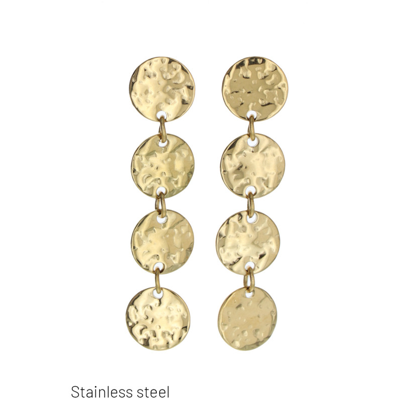 BOUCLE D'OREILLE EN ACIER AVEC PENDENTIF ROND