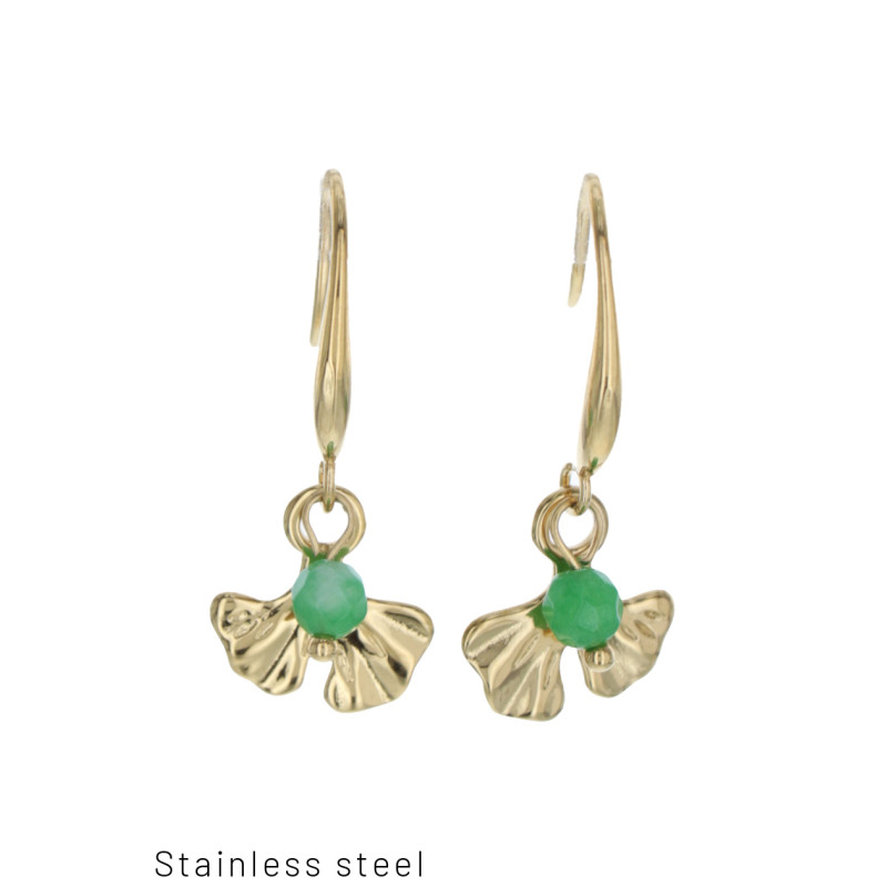 PENDIENTES DE ACERO CON FORMA HOJA