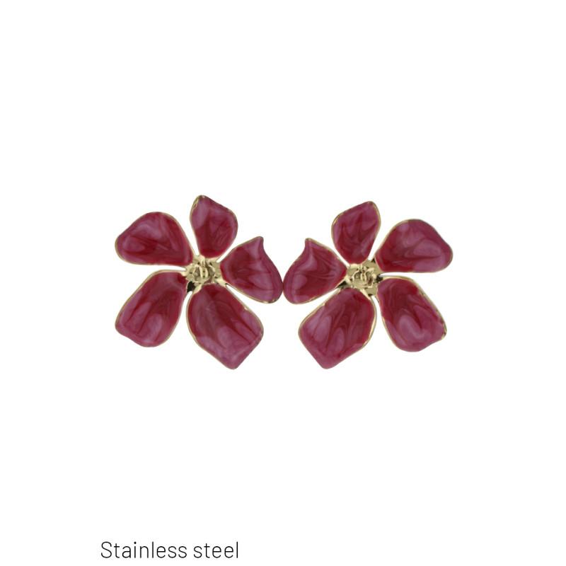 BOUCLES D'OREILLES ACIER FORME FLEURS