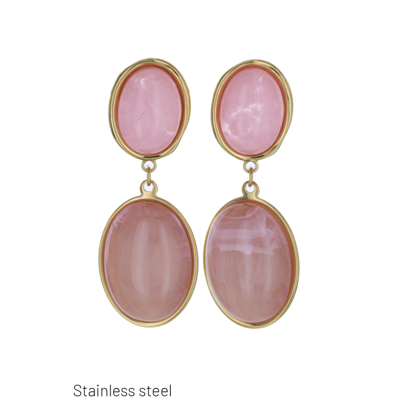 STEEL EARRINGS OVAL SHAPE PENDANT