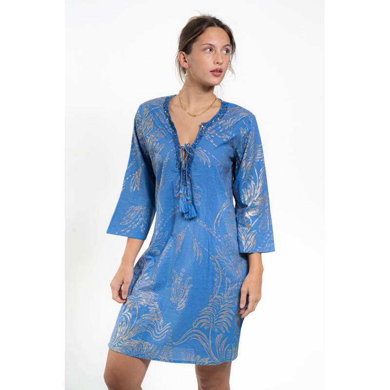 COTTON TUNIC METALLIZED PRINTING