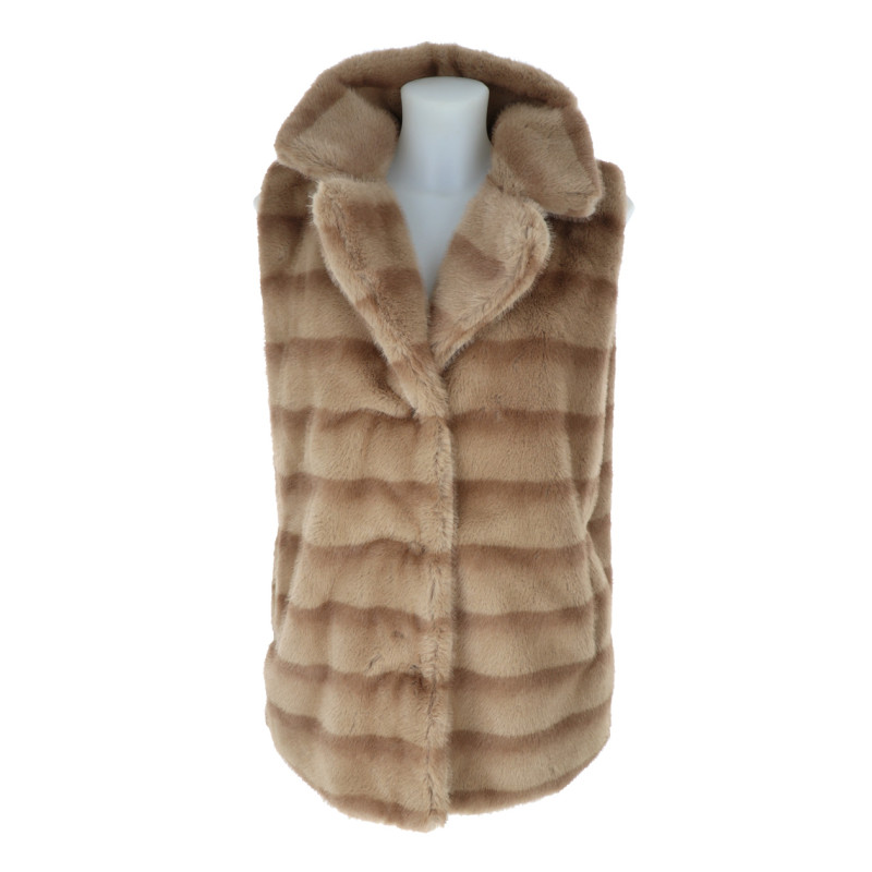 CHAQUETA SIN MANGAS PIEL SINTÉTI. RAYAS, BOLSILLOS