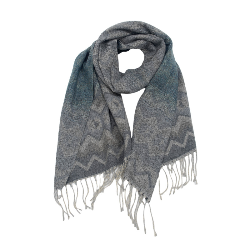 CHARPE TISSE AVEC FORME GEOMETRIQUE & FRANGES