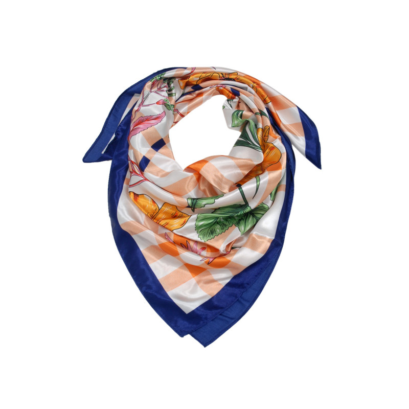 SQUARE POLYSILK SCARF WITH FLOWERS