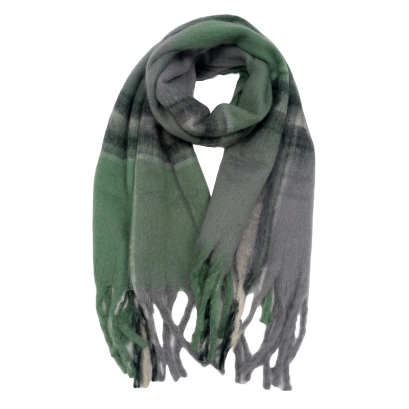 WINTER SCARF WITH LINES AND FRINGES
