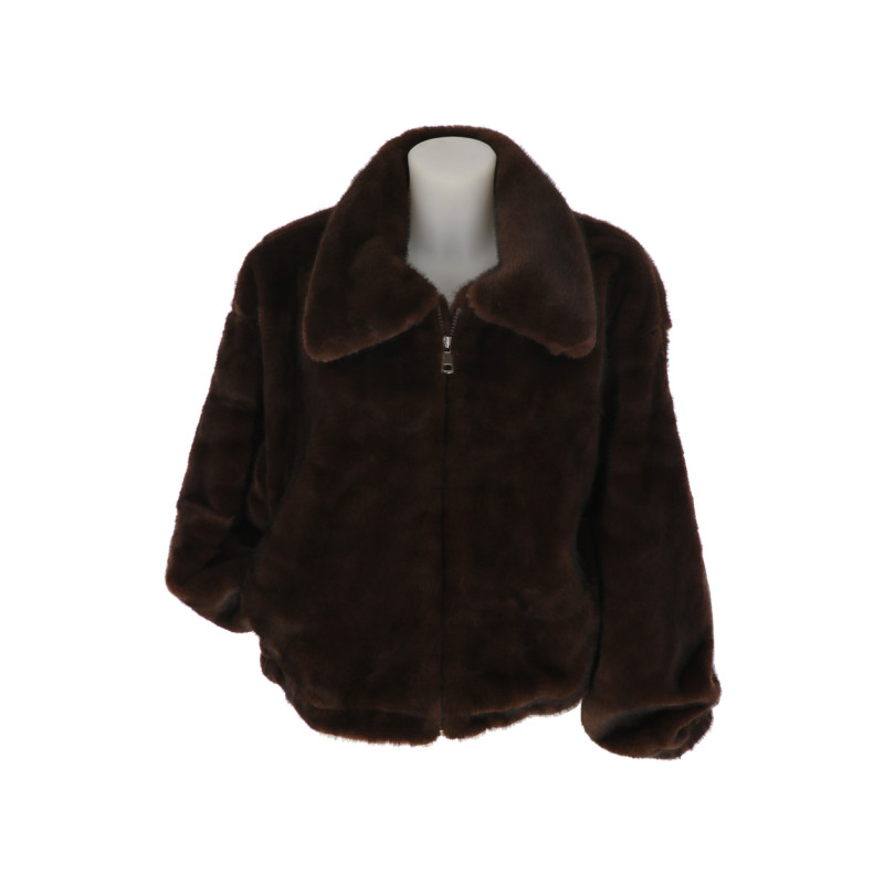 CHAQUETA PIEL SINTÉTIC., CUELLO GRANDE Y BOLSILLOS