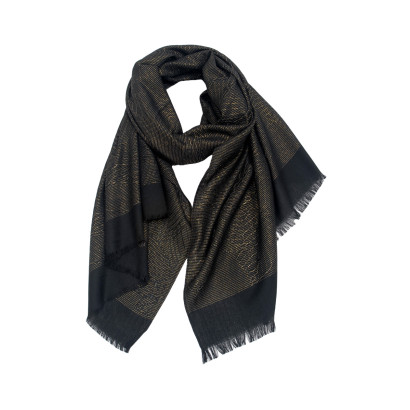 WOVEN SCARF WITH LEAVES AND LUREX