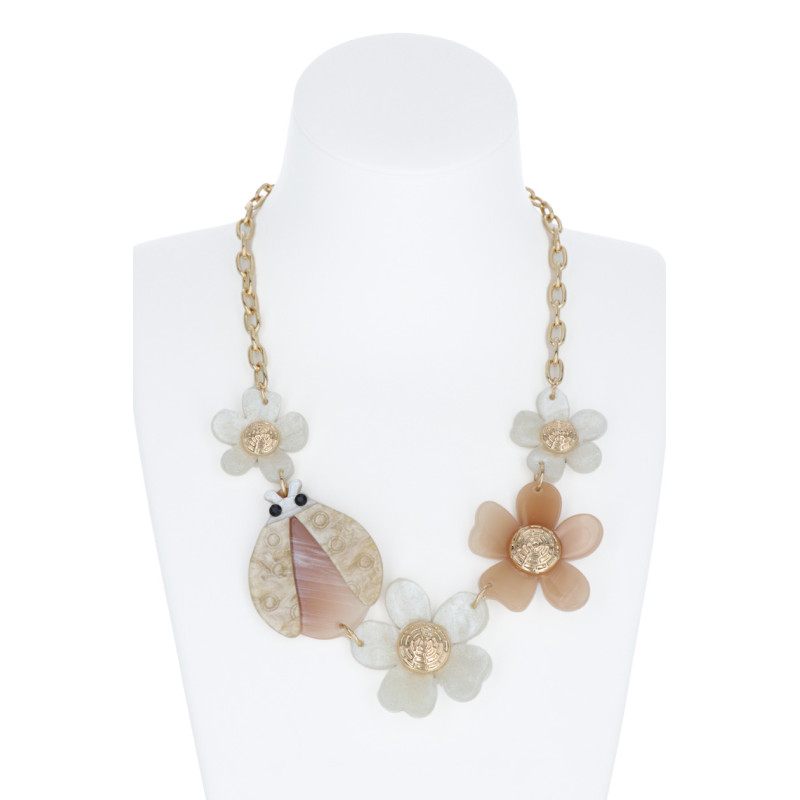 ENLACE COLLAR EN FLORES Y MARIQUITA DE RÉSINA
