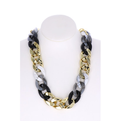 COLLIER Ú MAILLON EN RSINE ET METAL