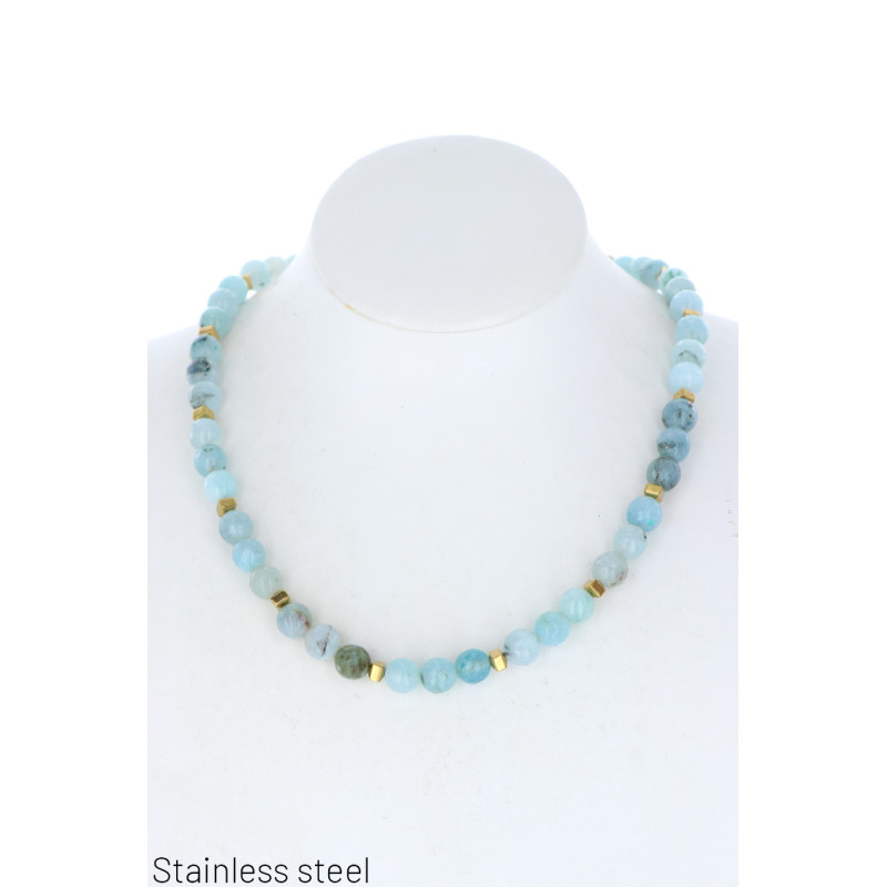 COLLAR DE PERLAS Y PIEDRAS CON PERLAS EN ACERO