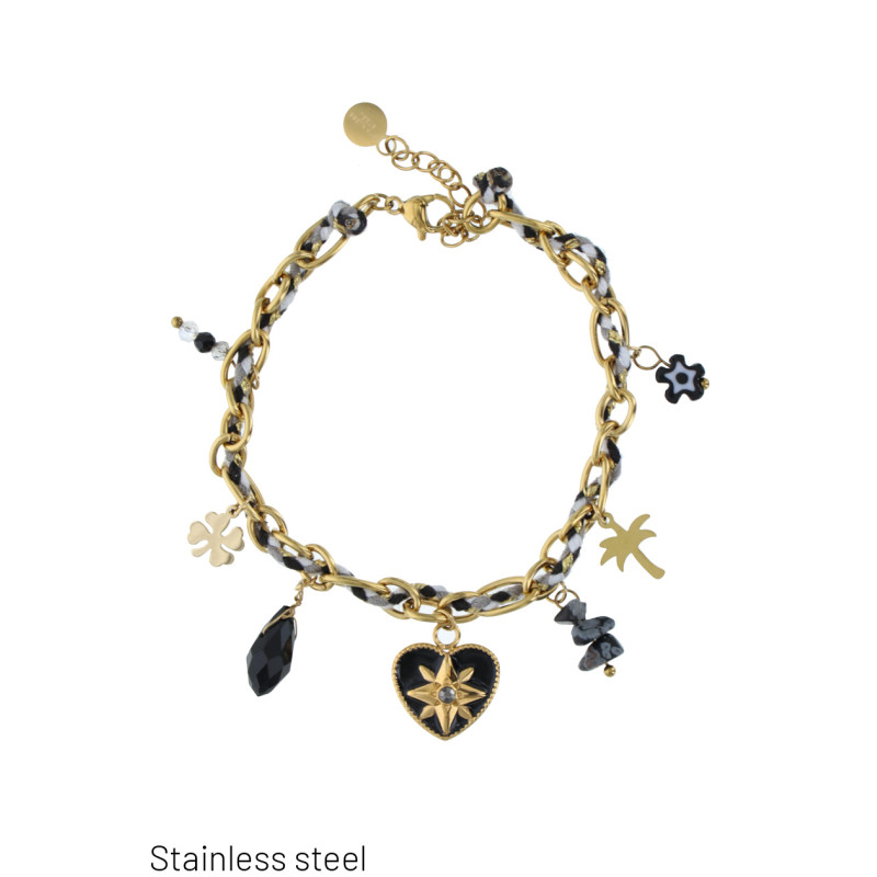 STEEL BRACELET WITH CHARMS