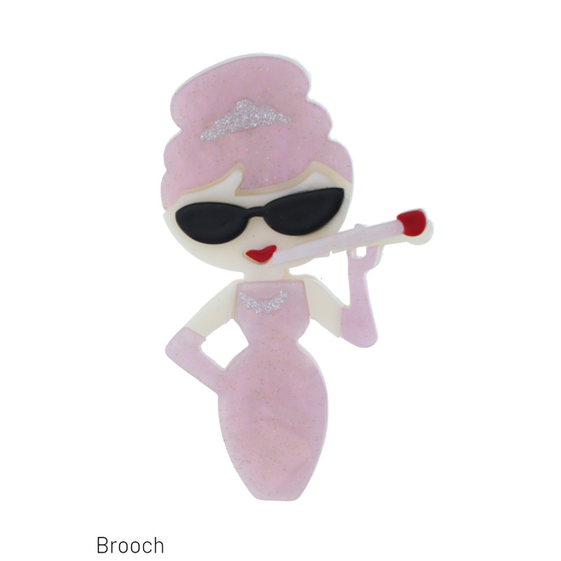 BROCHE AVEC DAME Ú LUNETTES