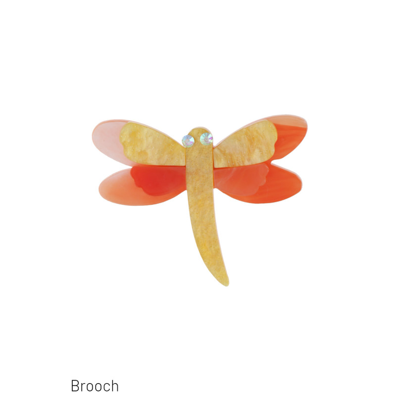 BROCHE AVEC LIBELLULE ET PERLES