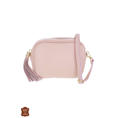 ANNY, SAC BANDOULIÈRE CUIR AVEC POMPOM