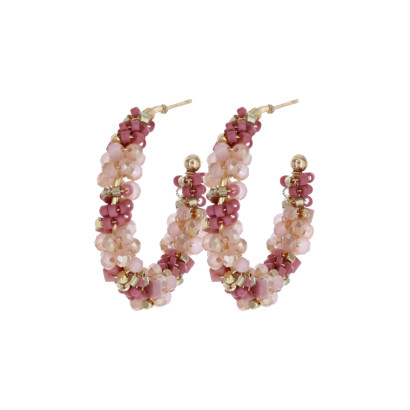 EARRINGS METAL RING WITH SEED BEADS