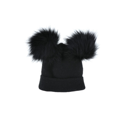 GORRO DE PUNTO CON VUELTA Y 2 POMPÛNS