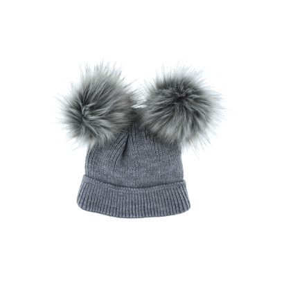 GORRO DE PUNTO CON VUELTA Y 2 POMPÛNS
