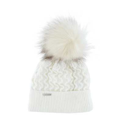 BONNET TRICOTE AVEC POMPON A ZIGZAG