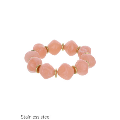BRACELET ELASTIQUE AVEC PERLES EN RÉSINE ET ACIER